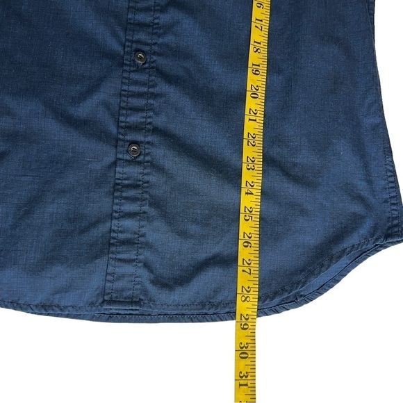 Helix Athletic Fit Men's Button Down Shirt Navy Blue Short Sleeve Size Medium - Picture 7 of 7